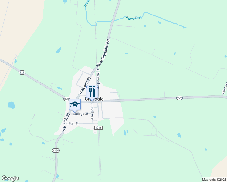 map of restaurants, bars, coffee shops, grocery stores, and more near 438 Kentucky 222 in Glendale