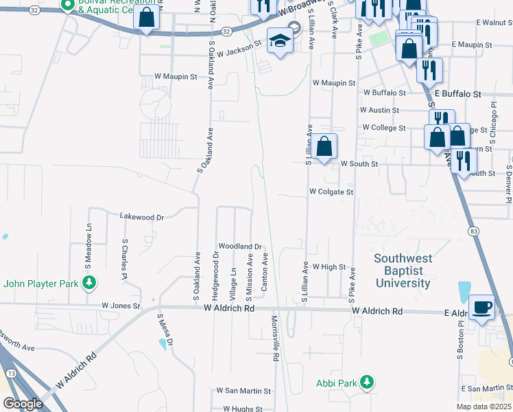 map of restaurants, bars, coffee shops, grocery stores, and more near Frisco Highline Trail in Bolivar