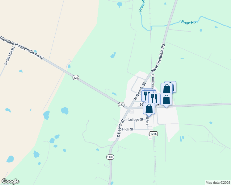 map of restaurants, bars, coffee shops, grocery stores, and more near 156 East Main Street in Glendale