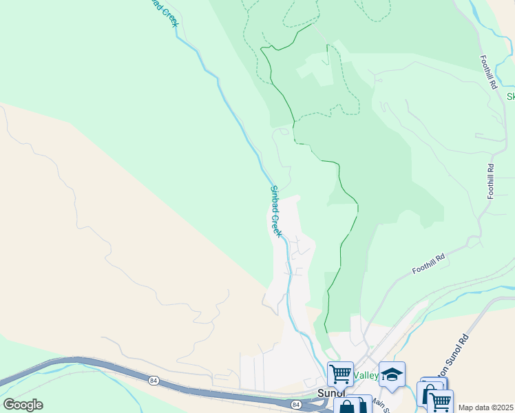 map of restaurants, bars, coffee shops, grocery stores, and more near 586 Kilkare Road in Sunol