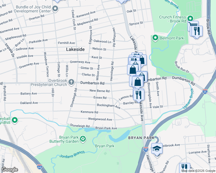 map of restaurants, bars, coffee shops, grocery stores, and more near 2303 Dumbarton Road in Richmond