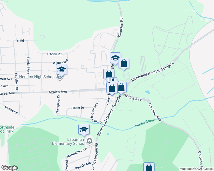map of restaurants, bars, coffee shops, grocery stores, and more near 211 Knightsmanor Court in Richmond