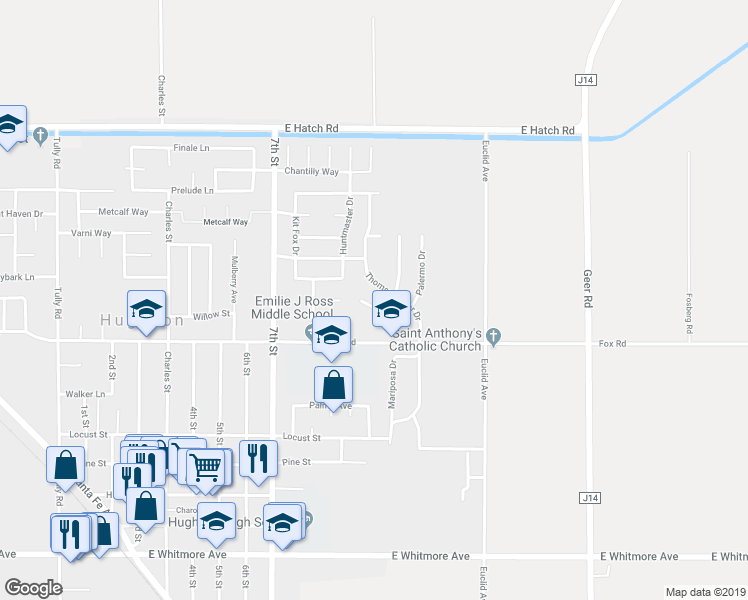 map of restaurants, bars, coffee shops, grocery stores, and more near 7541 Nuncia Court in Hughson