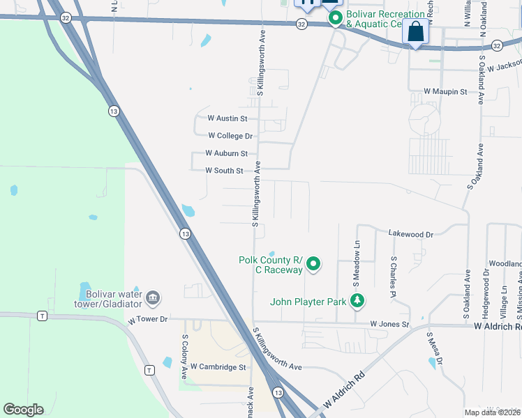map of restaurants, bars, coffee shops, grocery stores, and more near 1206 South Killingsworth Avenue in Bolivar