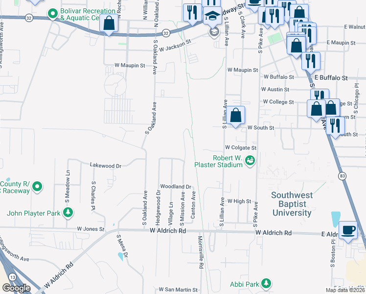 map of restaurants, bars, coffee shops, grocery stores, and more near Frisco Highline Trail in Bolivar