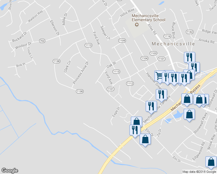 map of restaurants, bars, coffee shops, grocery stores, and more near 8190 Signal Hill Road in Mechanicsville