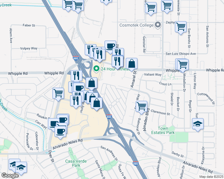 map of restaurants, bars, coffee shops, grocery stores, and more near in Union City