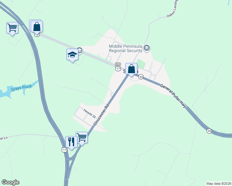 map of restaurants, bars, coffee shops, grocery stores, and more near 740 Gloucester Road in Saluda