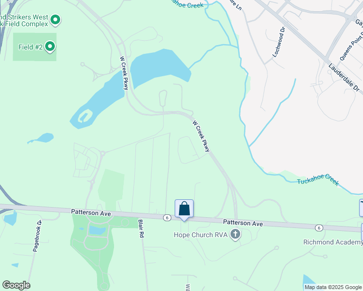 map of restaurants, bars, coffee shops, grocery stores, and more near 12418 Bluffton Ridge Court in Richmond