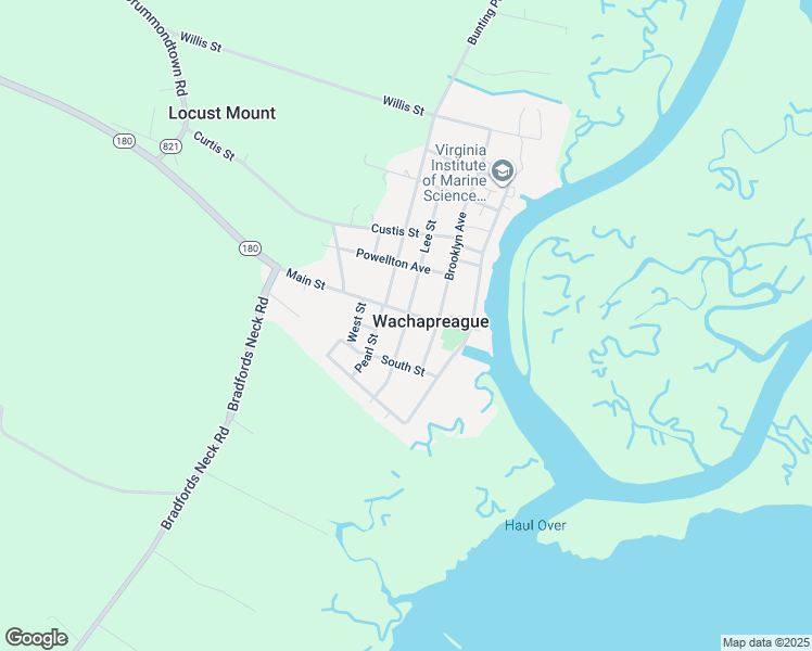 map of restaurants, bars, coffee shops, grocery stores, and more near 5 Center Street in Wachapreague