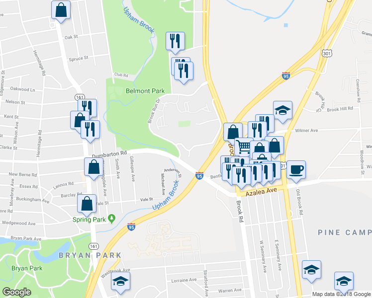 map of restaurants, bars, coffee shops, grocery stores, and more near 1220 Wilmer Avenue in Richmond