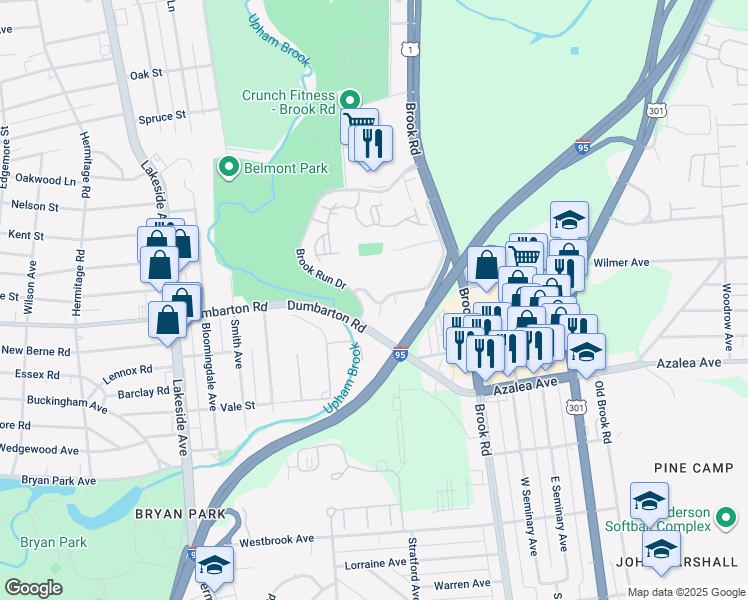 map of restaurants, bars, coffee shops, grocery stores, and more near 1220 Wilmer Avenue in Richmond