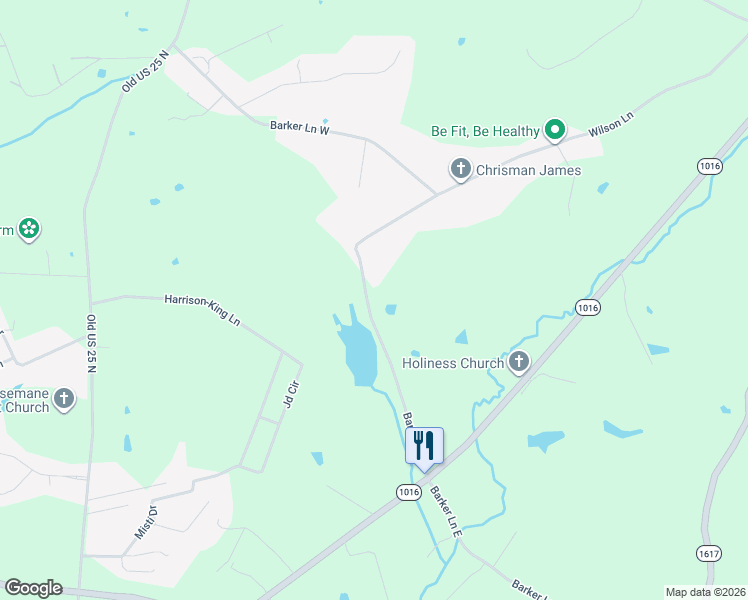 map of restaurants, bars, coffee shops, grocery stores, and more near 1175 Barker Lane West in Berea