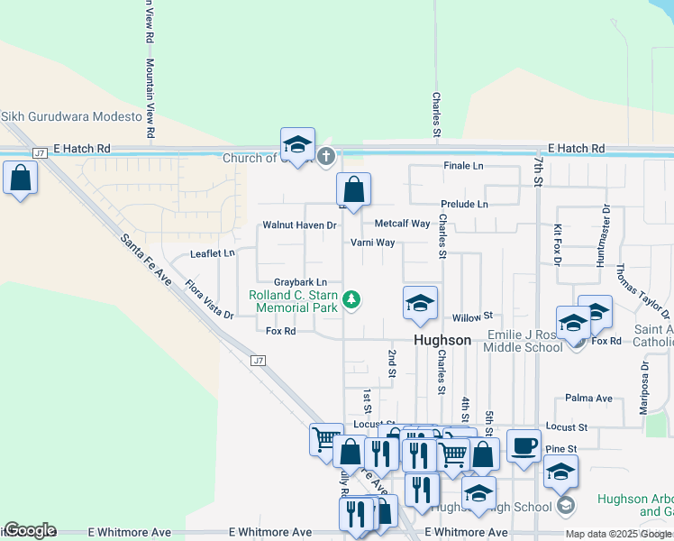 map of restaurants, bars, coffee shops, grocery stores, and more near 1726 Tully Road in Hughson