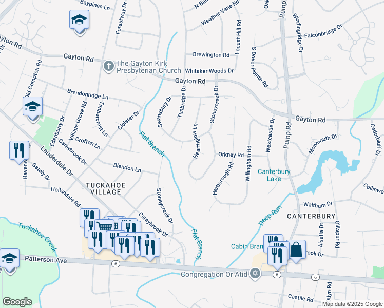 map of restaurants, bars, coffee shops, grocery stores, and more near 1516 Hearthglow Lane in Richmond
