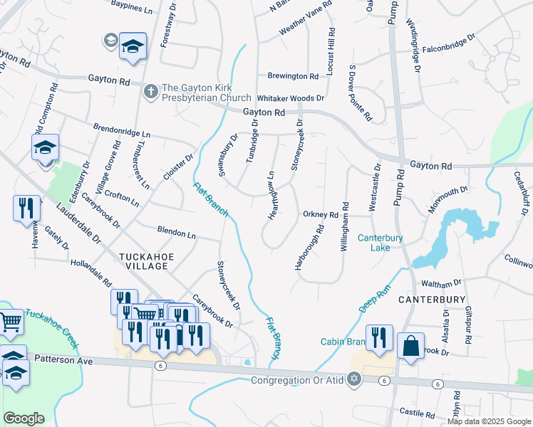 map of restaurants, bars, coffee shops, grocery stores, and more near 1516 Hearthglow Lane in Richmond