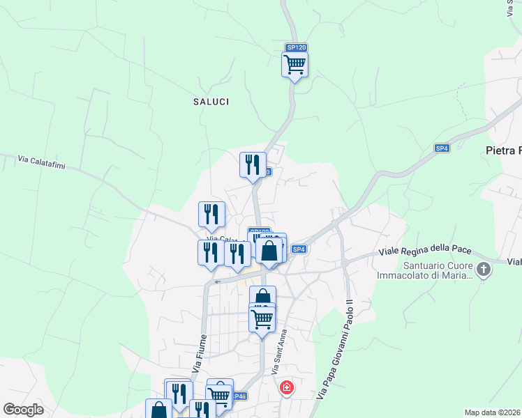 map of restaurants, bars, coffee shops, grocery stores, and more near 1 Via Anna Frank in Belpasso