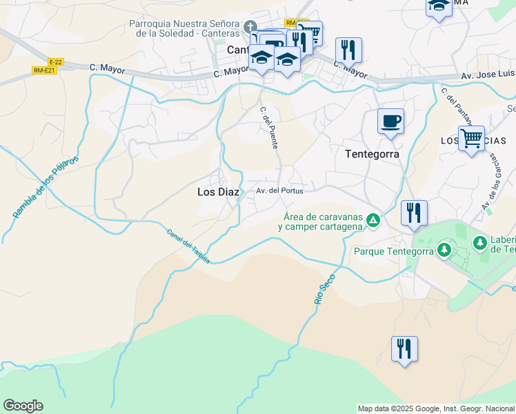 map of restaurants, bars, coffee shops, grocery stores, and more near 3 Calle Manzano in Cartagena