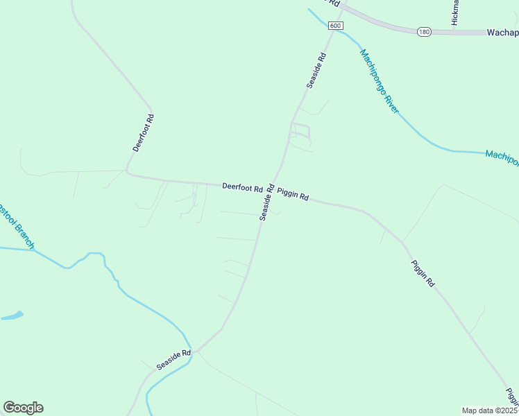 map of restaurants, bars, coffee shops, grocery stores, and more near 32038 Seaside Road in Melfa