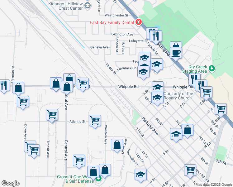 map of restaurants, bars, coffee shops, grocery stores, and more near 1028 Montoya Terrace in Union City