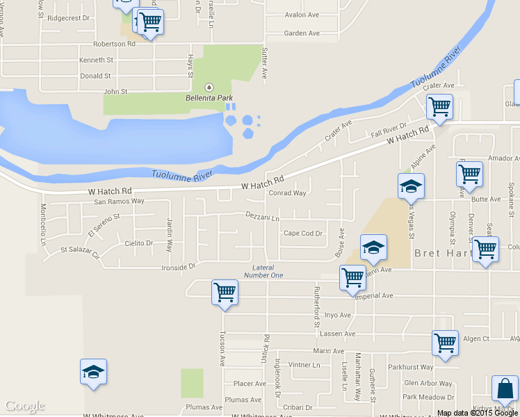 map of restaurants, bars, coffee shops, grocery stores, and more near 1705 Ustick Rd in Modesto
