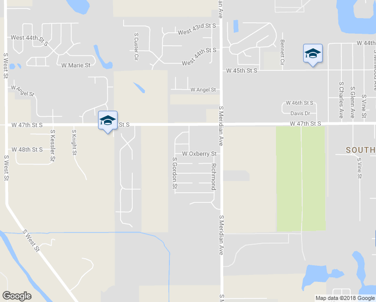 map of restaurants, bars, coffee shops, grocery stores, and more near 2710 West Oxberry Street in Wichita