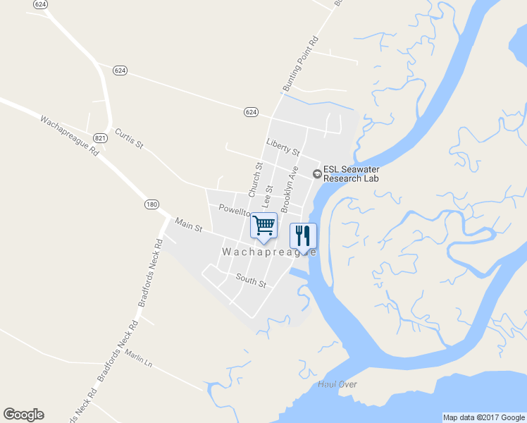 map of restaurants, bars, coffee shops, grocery stores, and more near 10 Lee Street in Melfa