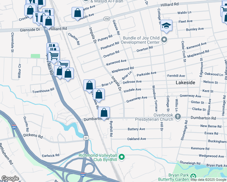 map of restaurants, bars, coffee shops, grocery stores, and more near 3010 Irisdale Avenue in Richmond
