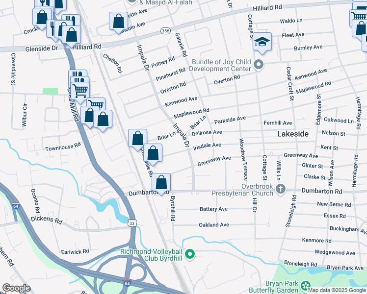 map of restaurants, bars, coffee shops, grocery stores, and more near 3010 Irisdale Avenue in Richmond