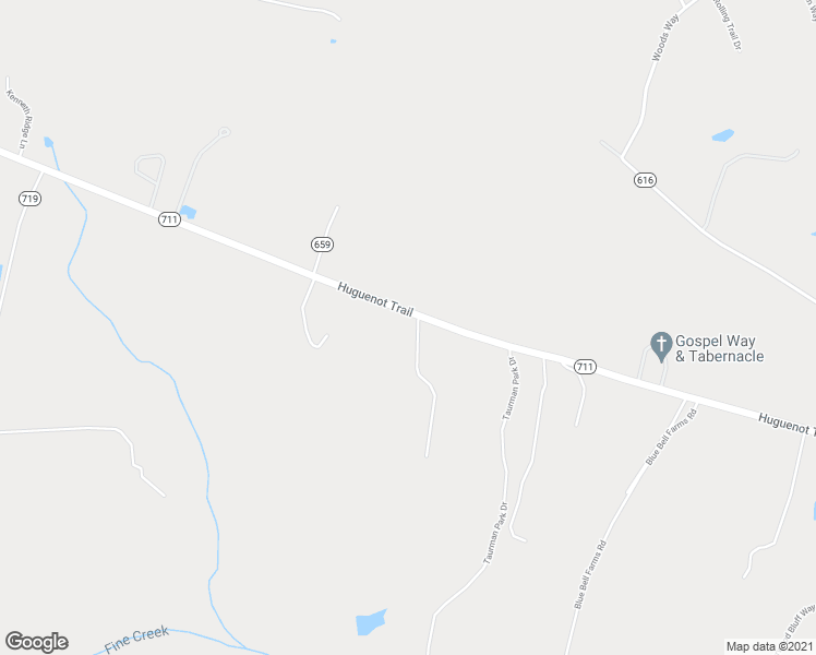 map of restaurants, bars, coffee shops, grocery stores, and more near 2995 Huguenot Trail in Powhatan