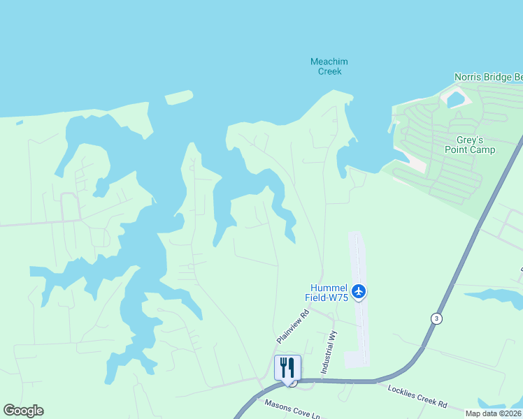 map of restaurants, bars, coffee shops, grocery stores, and more near 400 Mechams Cove Road in Topping