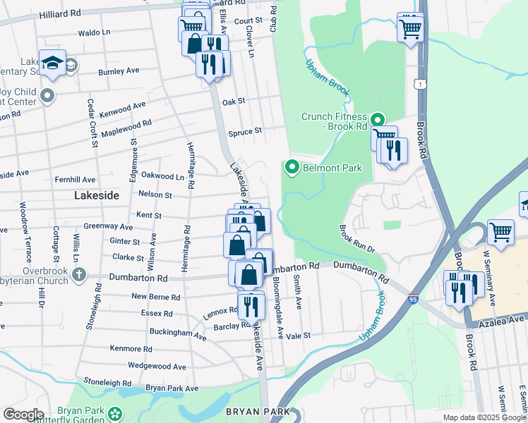map of restaurants, bars, coffee shops, grocery stores, and more near 5616 Bloomingdale Avenue in Richmond