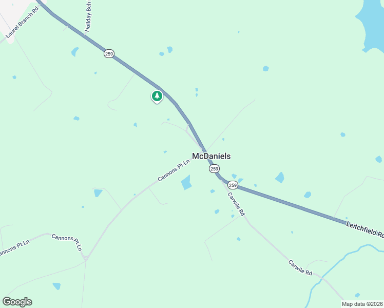 map of restaurants, bars, coffee shops, grocery stores, and more near Cannons Point Road in McDaniels