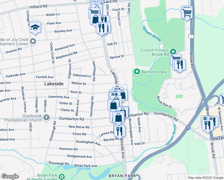 map of restaurants, bars, coffee shops, grocery stores, and more near 2100 Kent Street in Henrico