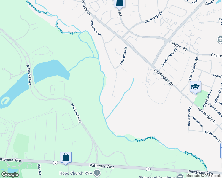 map of restaurants, bars, coffee shops, grocery stores, and more near 1408 Westshire Lane in Richmond