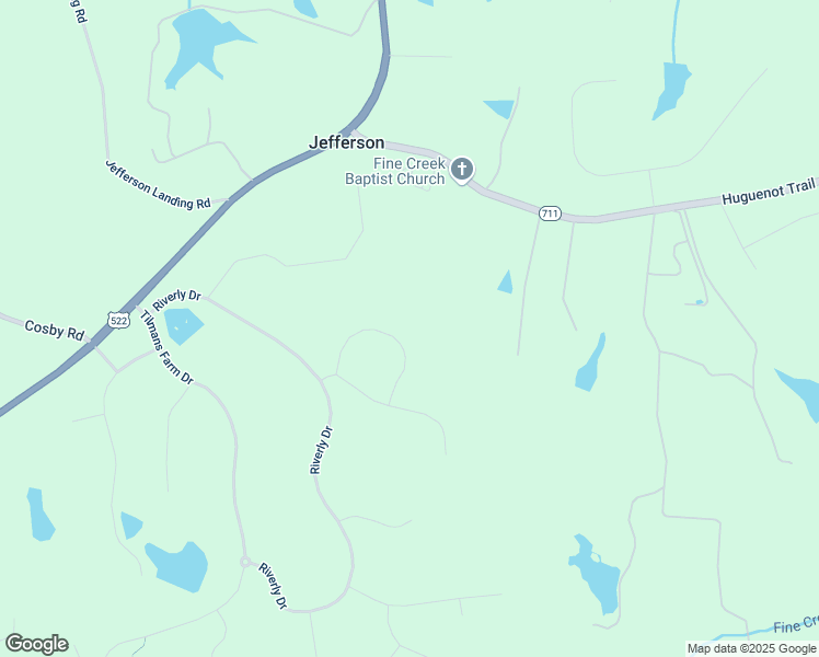 map of restaurants, bars, coffee shops, grocery stores, and more near 3386 Riverly Drive in Powhatan