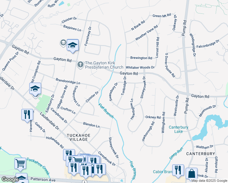 map of restaurants, bars, coffee shops, grocery stores, and more near 1608 Swansbury Drive in Richmond