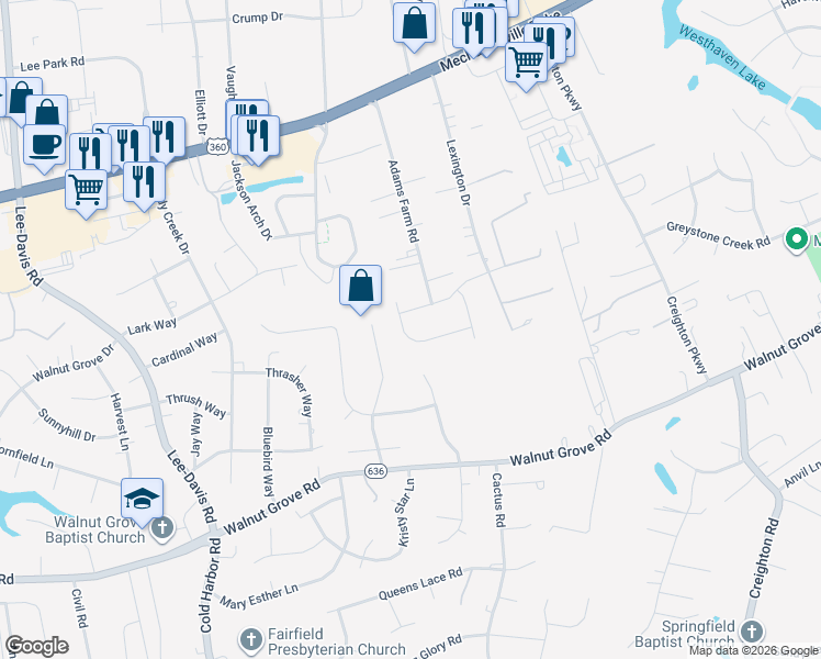 map of restaurants, bars, coffee shops, grocery stores, and more near 6326 Broad Sky Circle in Mechanicsville