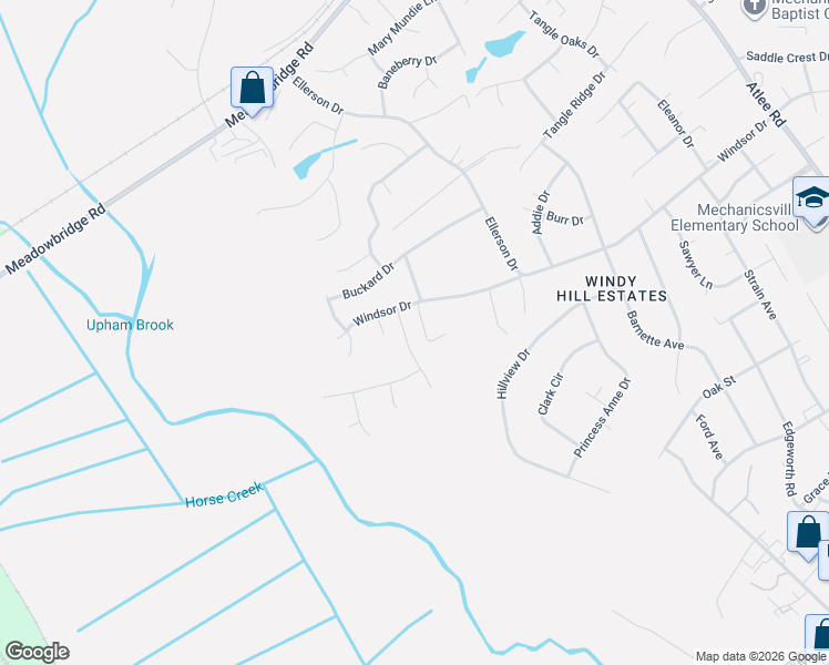 map of restaurants, bars, coffee shops, grocery stores, and more near 7478 Troub Lane in Mechanicsville