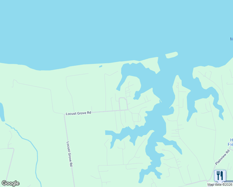 map of restaurants, bars, coffee shops, grocery stores, and more near 1437 Locust Grove Road in Topping