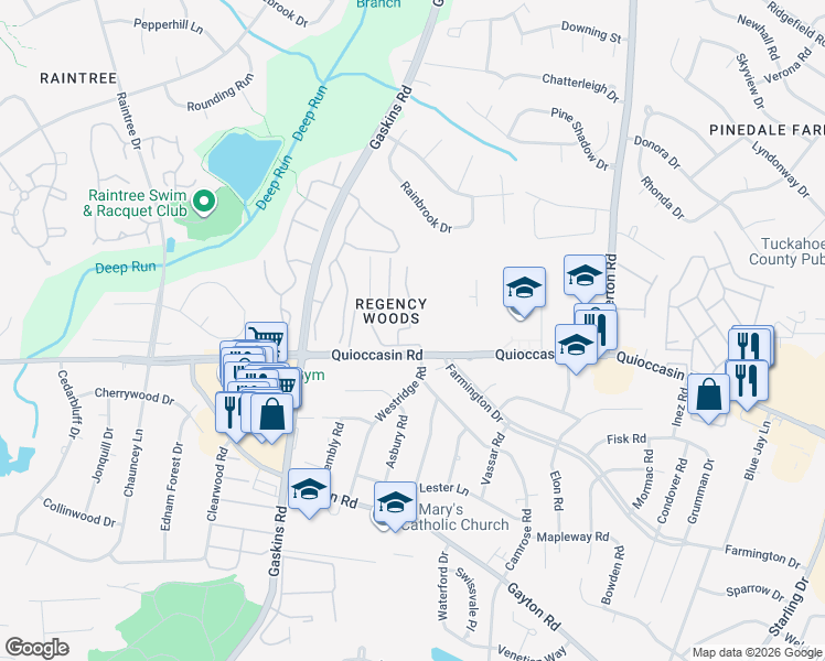 map of restaurants, bars, coffee shops, grocery stores, and more near 1505 Largo Road in Richmond
