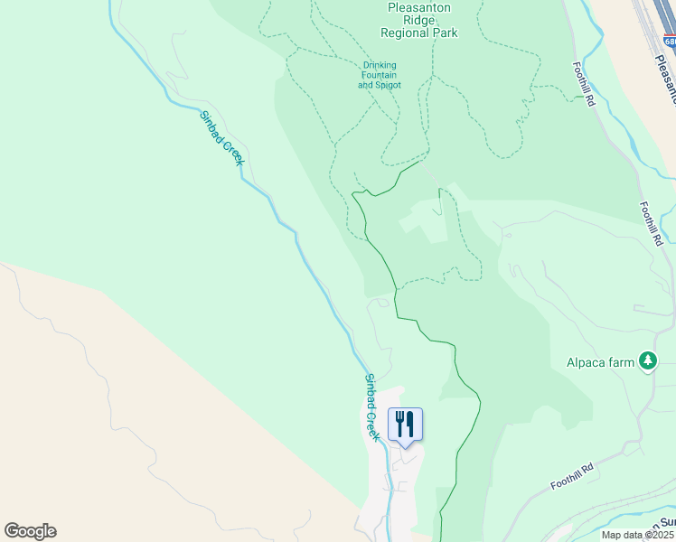 map of restaurants, bars, coffee shops, grocery stores, and more near 861 Kilkare Road in Sunol