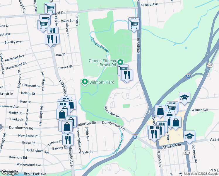 map of restaurants, bars, coffee shops, grocery stores, and more near 2042 Cedarbird Way in Henrico