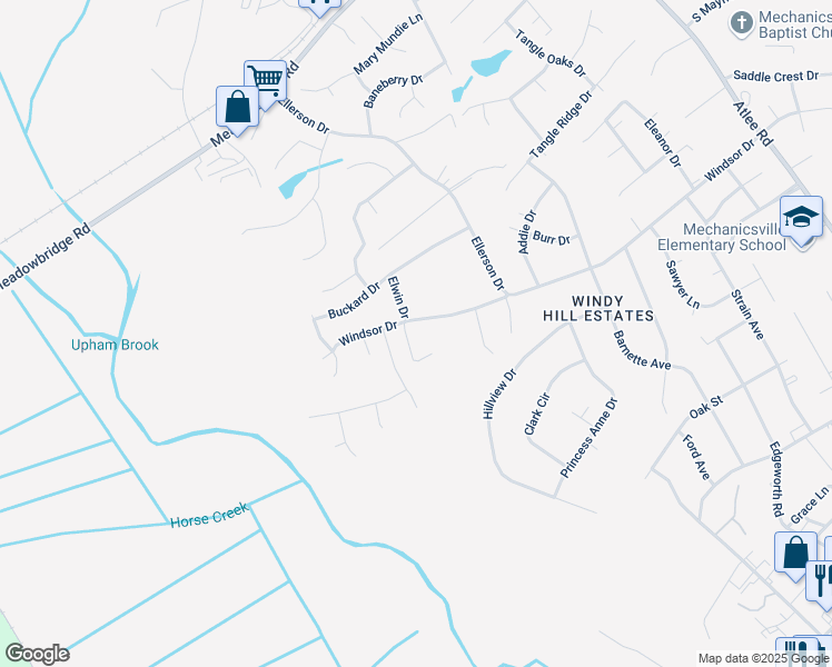map of restaurants, bars, coffee shops, grocery stores, and more near 7478 Troub Lane in Mechanicsville