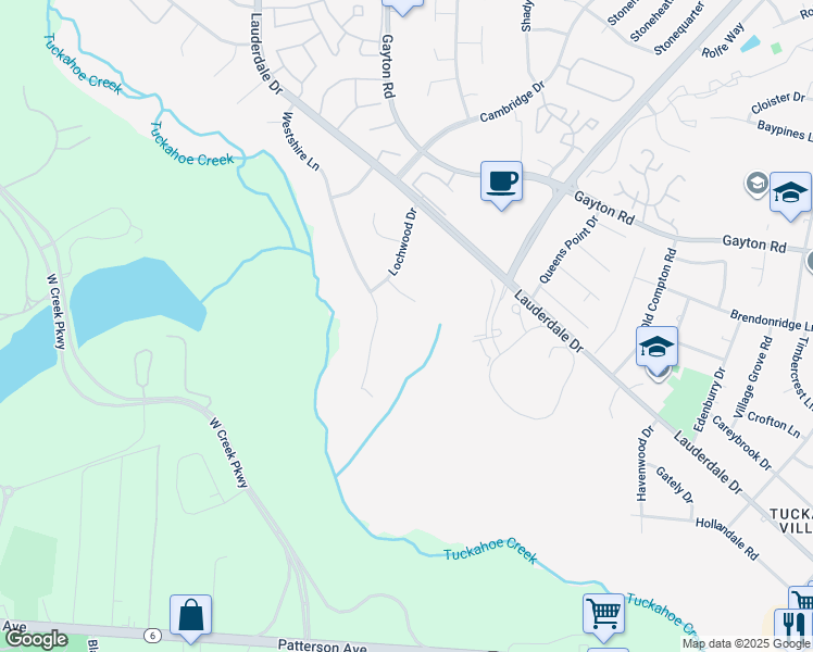 map of restaurants, bars, coffee shops, grocery stores, and more near 2101 Brandon Road in Henrico