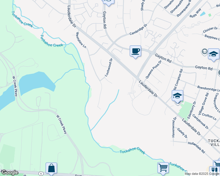 map of restaurants, bars, coffee shops, grocery stores, and more near 2101 Brandon Road in Henrico