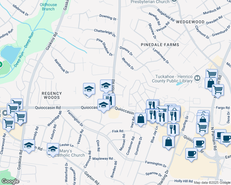map of restaurants, bars, coffee shops, grocery stores, and more near 6 Ashinghurst Road in Richmond