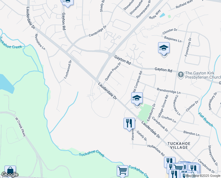 map of restaurants, bars, coffee shops, grocery stores, and more near 11809 Britain Way in Richmond