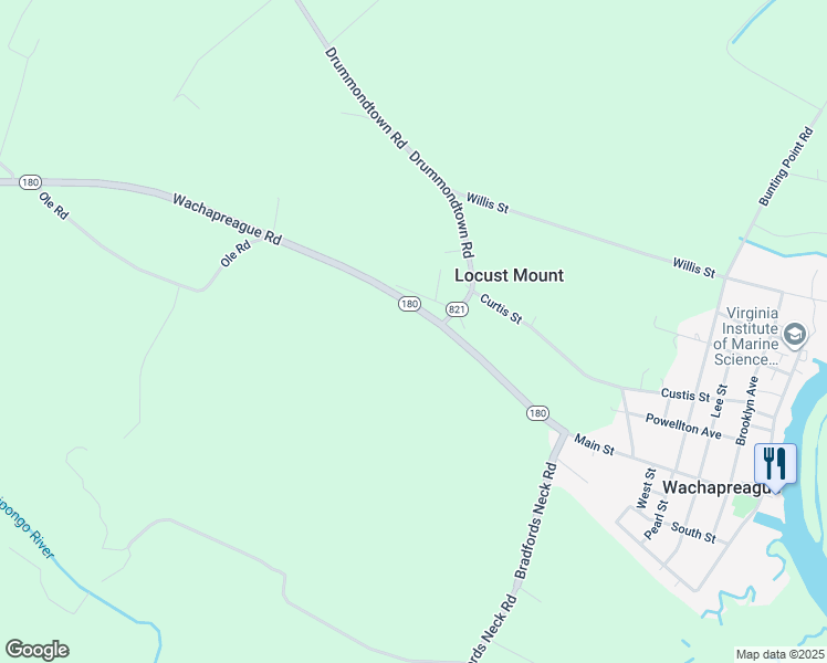 map of restaurants, bars, coffee shops, grocery stores, and more near Locust Mount Drive in Locust Mount