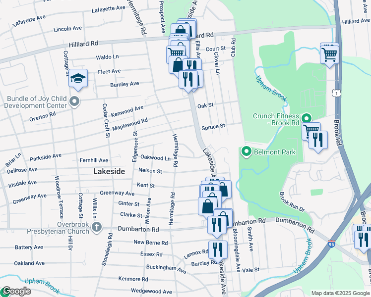 map of restaurants, bars, coffee shops, grocery stores, and more near 2121 Madison Lane in Richmond